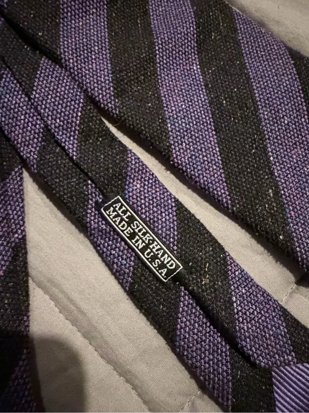 Striped Purple and Black Men's Tie by Ralph Lauren